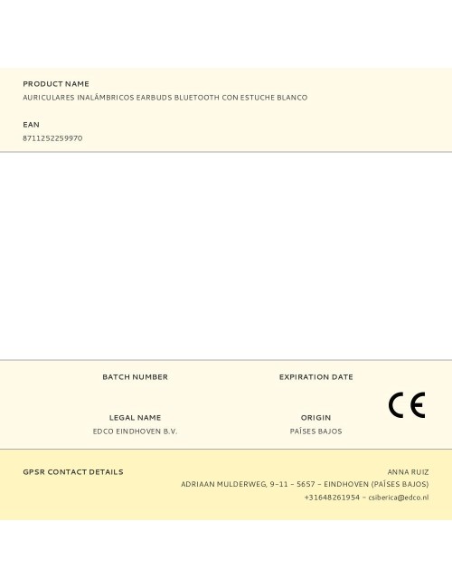 Auriculares inalámbricos earbuds bluetooth con estuche blanco