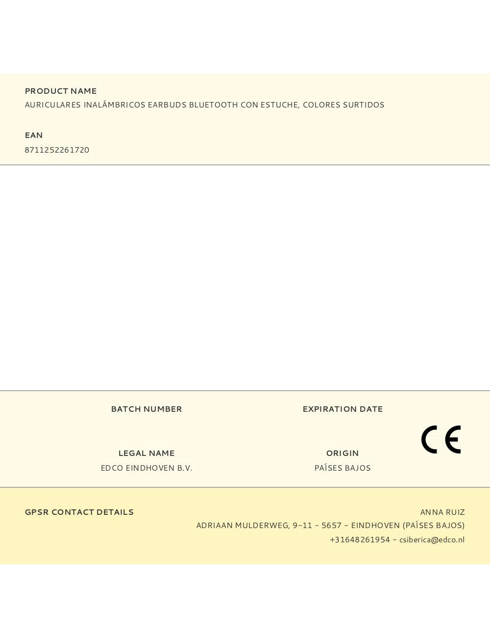 Auriculares inalámbricos earbuds bluetooth con estuche, colores surtidos