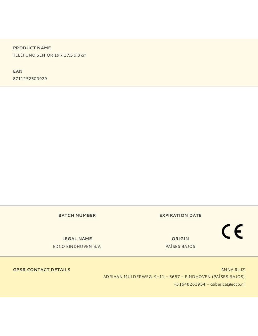 Teléfono senior 19 x 17,5 x 8 cm