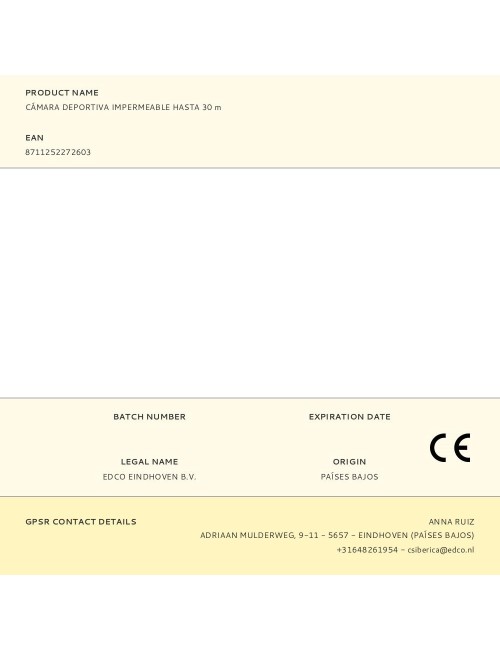 Cámara deportiva impermeable hasta 30 m