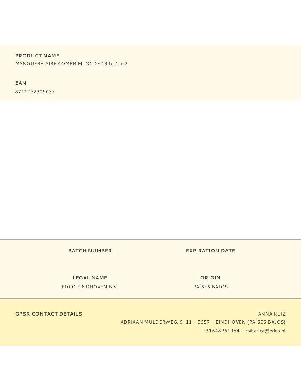 Manguera aire comprimido de 13 kg / cm2