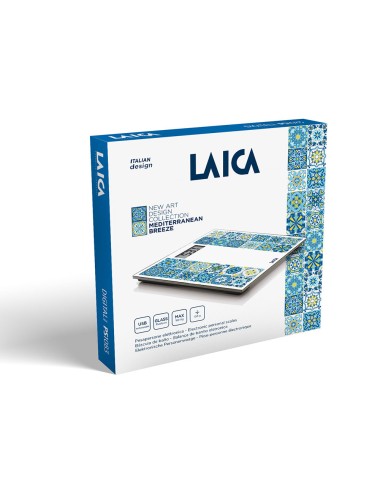 Báscula de baño electrónica con batería recargable cárga máxima 180 kg modelo estampado azul