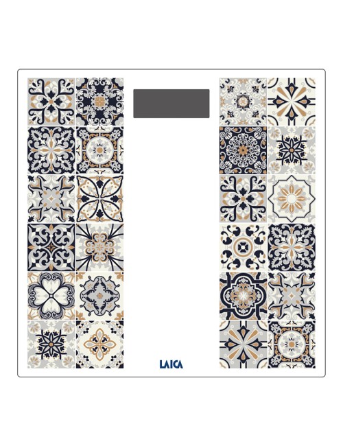 Báscula de baño electrónica con batería recargable cárga máxima 180 kg modelo estampado marrón