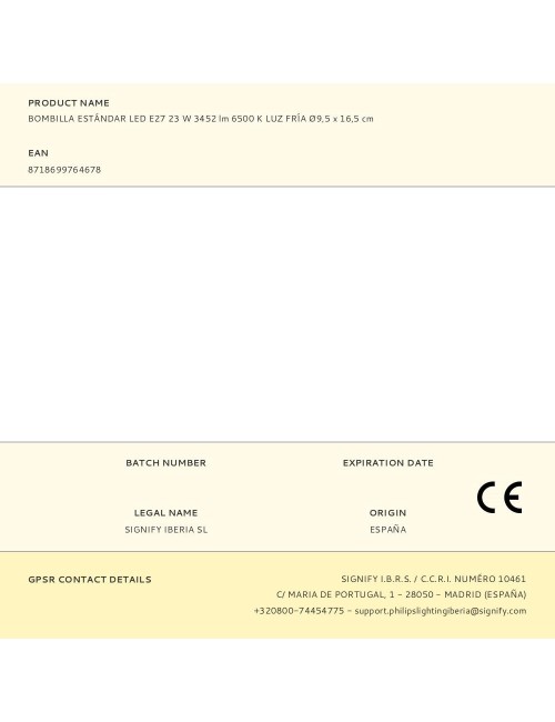 Bombilla estándar led e27 23 w 3452 lm 6500 k luz fría ø9,5 x 16,5 cm