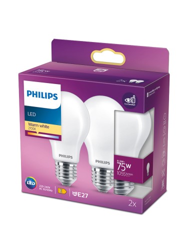 Bombilla estándar led e27 8,5 w 1055 lm 2700 k luz cálida, 2 uds