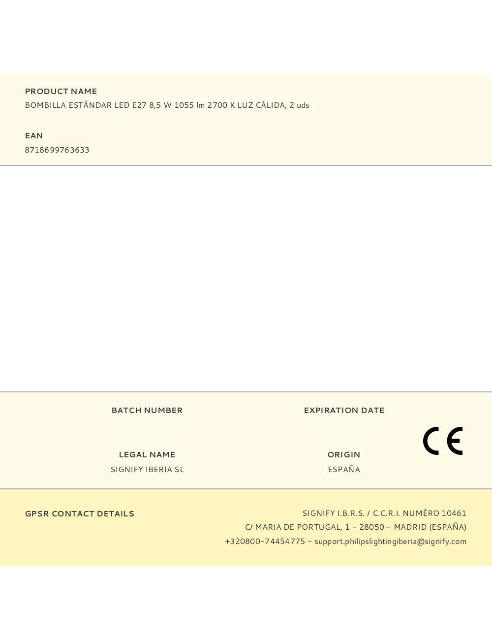 Bombilla estándar led e27 8,5 w 1055 lm 2700 k luz cálida, 2 uds