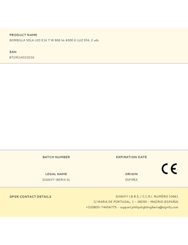 Bombilla vela led e14 7 w 806 lm 4000 k luz día, 2 uds