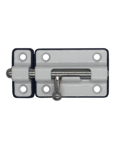 Pasador cerrojo base plástica. 50 mm blanco