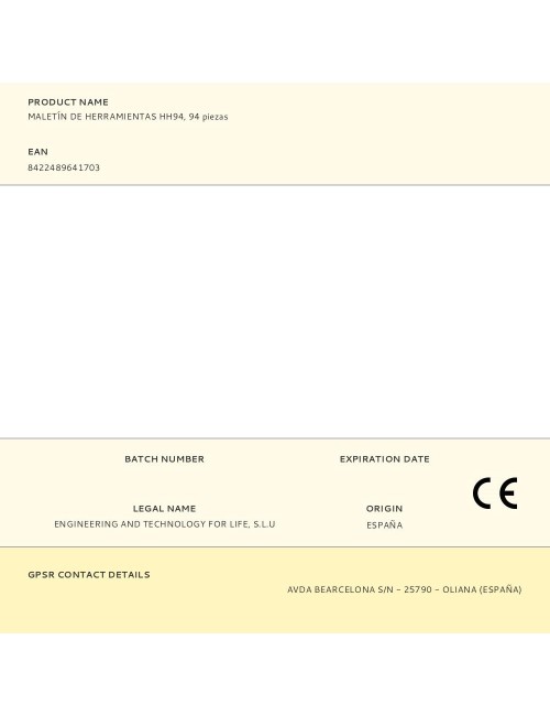 Maletín de herramientas hh94, 94 piezas