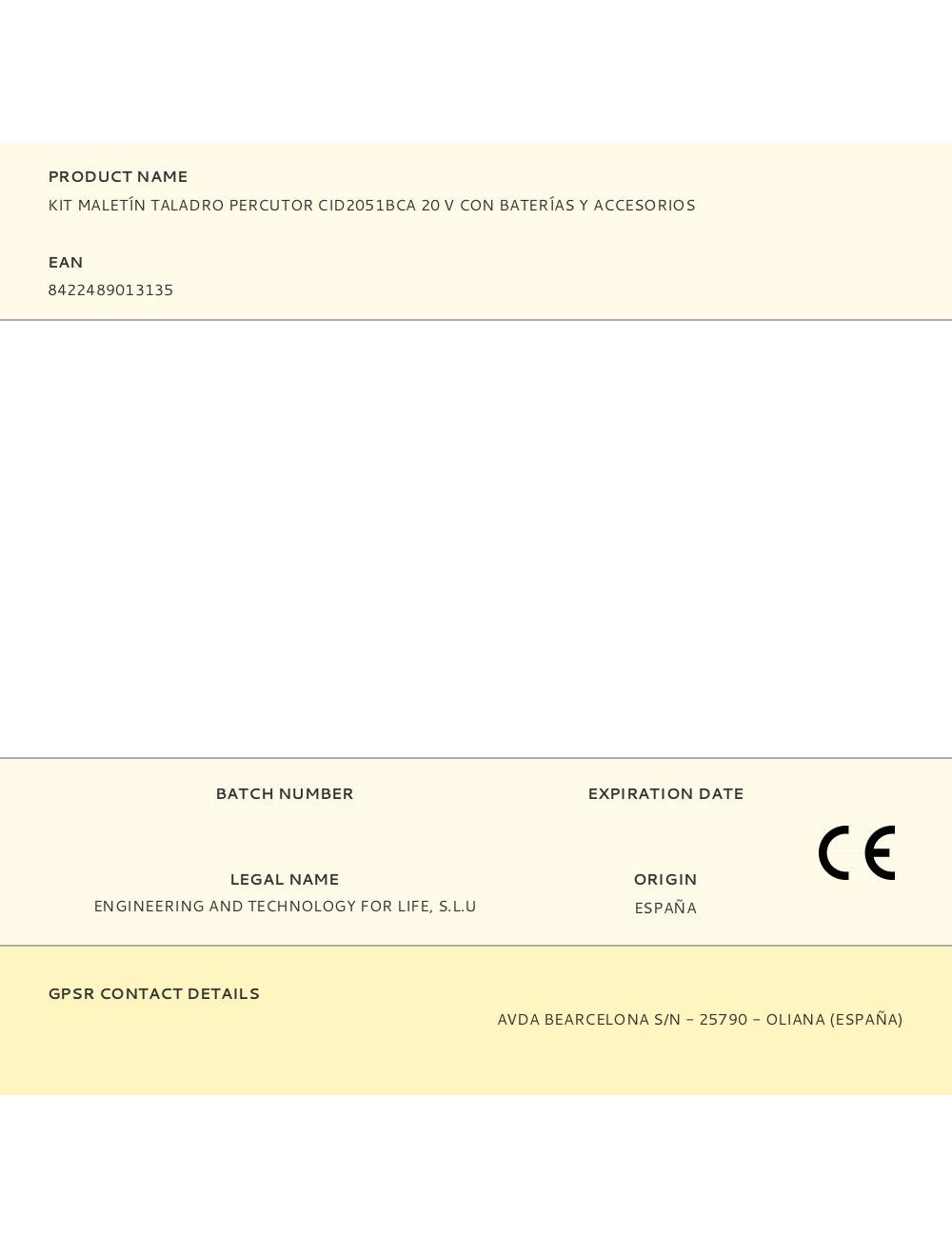 Kit maletín taladro percutor cid2051bca 20 v con baterías y accesorios