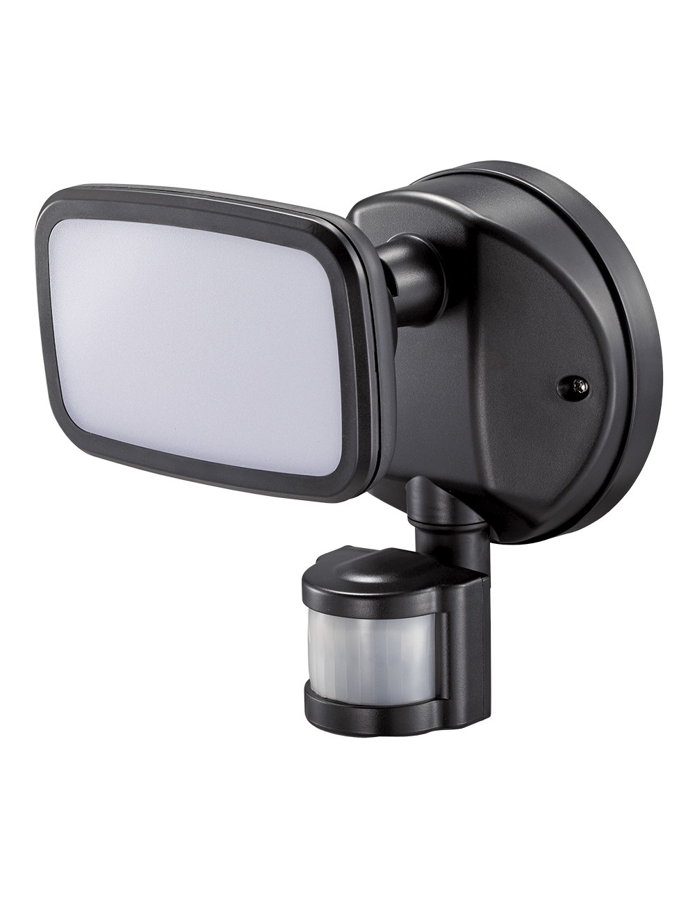 Aplique foco led con sensor crepuscular y de movimiento 10 w 750 lm 4000 k luz día, ip65, negro, ø12 × 14 × 17 cm
