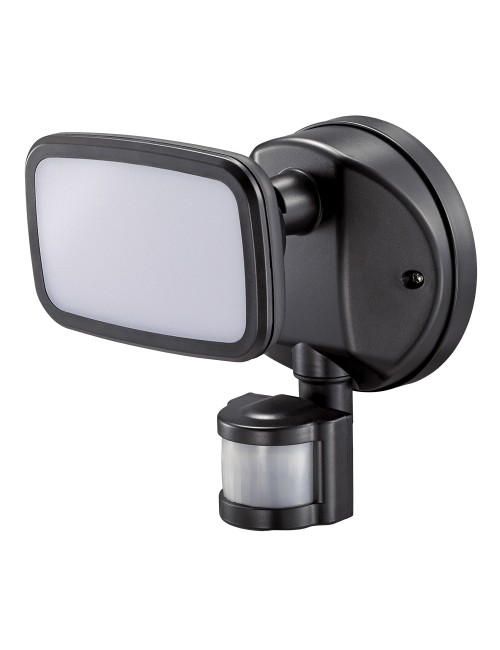 Aplique foco led con sensor crepuscular y de movimiento 10 w 750 lm 4000 k luz día, ip65, negro, ø12 × 14 × 17 cm