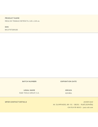 Mesa de trabajo retráctil 120 x 120 cm