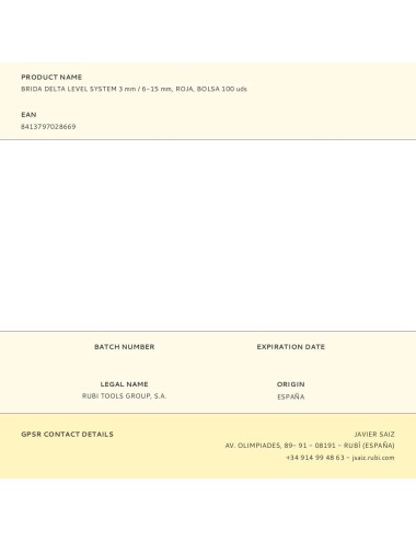 Brida delta level system 3 mm / 6-15 mm, roja, bolsa 100 uds