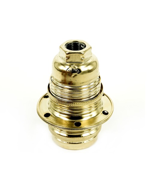 Portalámparas metálico roscado decorativo vintage latonado con arandelas e14 ø43 x 60 mm