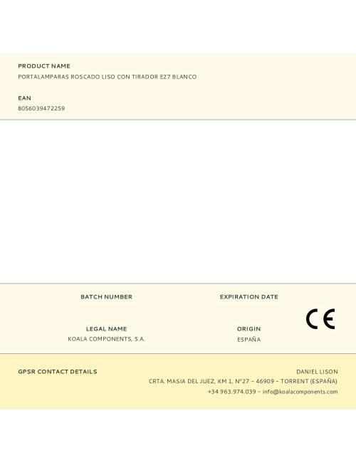 Portalamparas roscado liso con tirador e27 blanco