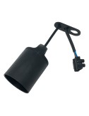 Portalámparas de obra e27 con cable y regleta conexión negro
