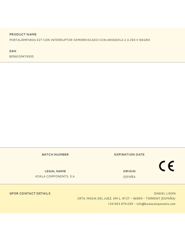 Portalámparas e27 con interruptor semirroscado con arandela 2 a 250 v negro