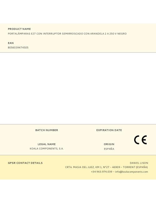 Portalámparas e27 con interruptor semirroscado con arandela 2 a 250 v negro