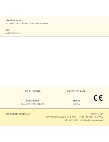 Interruptor cilíndrico unipolar, blanco
