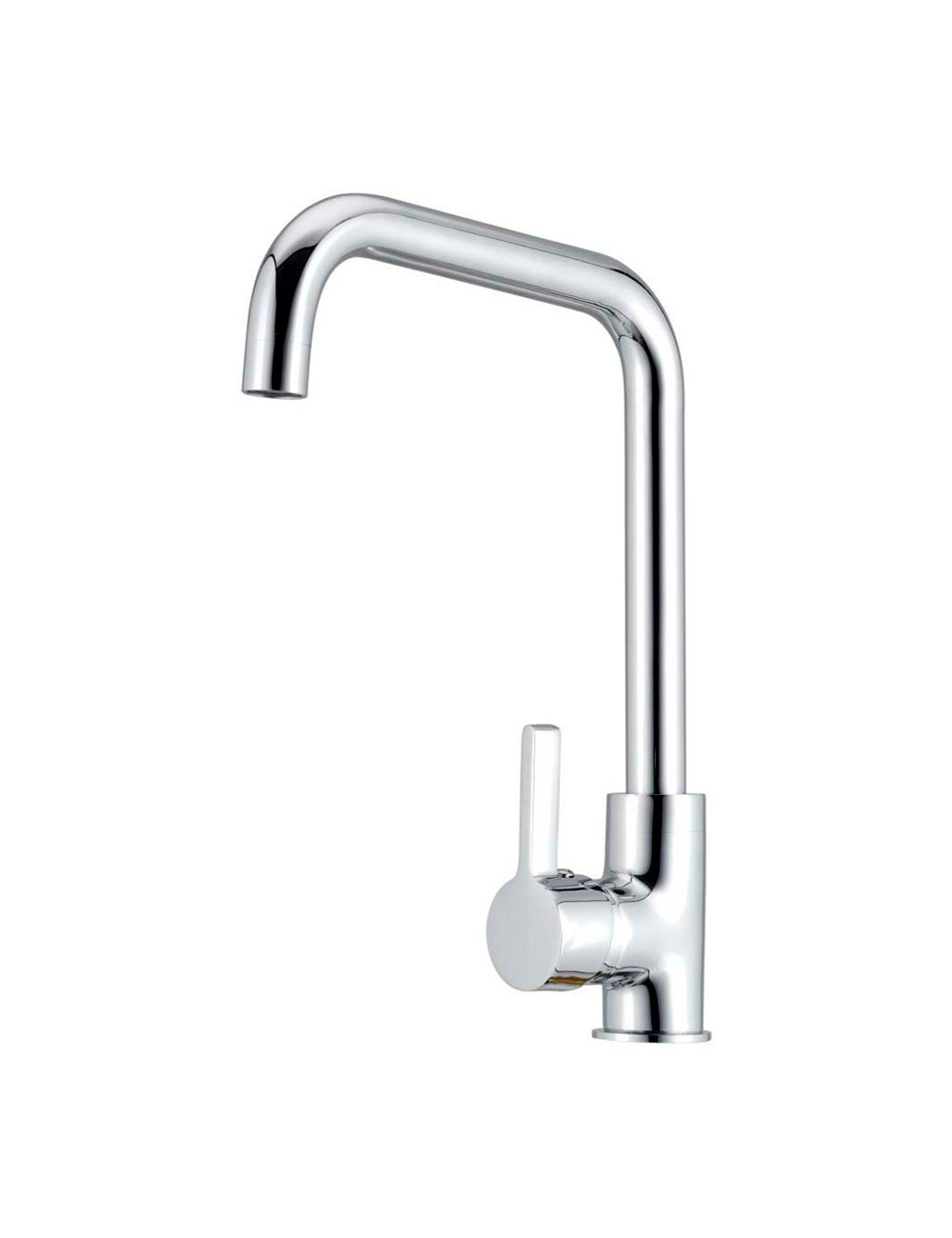 Grifo monomando de cocina caño alto plateado brillo serie zeta