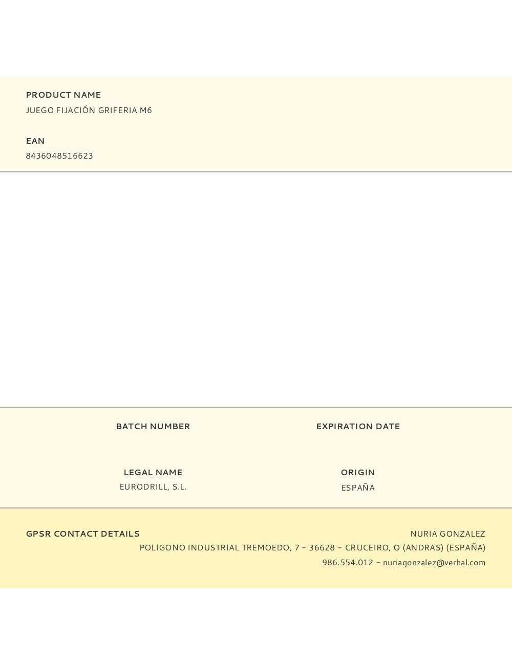 Juego fijación griferia m6