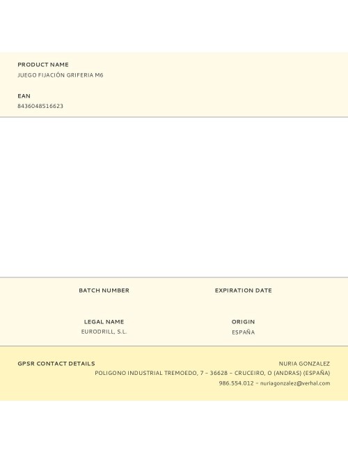 Juego fijación griferia m6