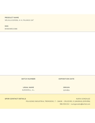 Válvula esfera, h-h, palanca 3/4"