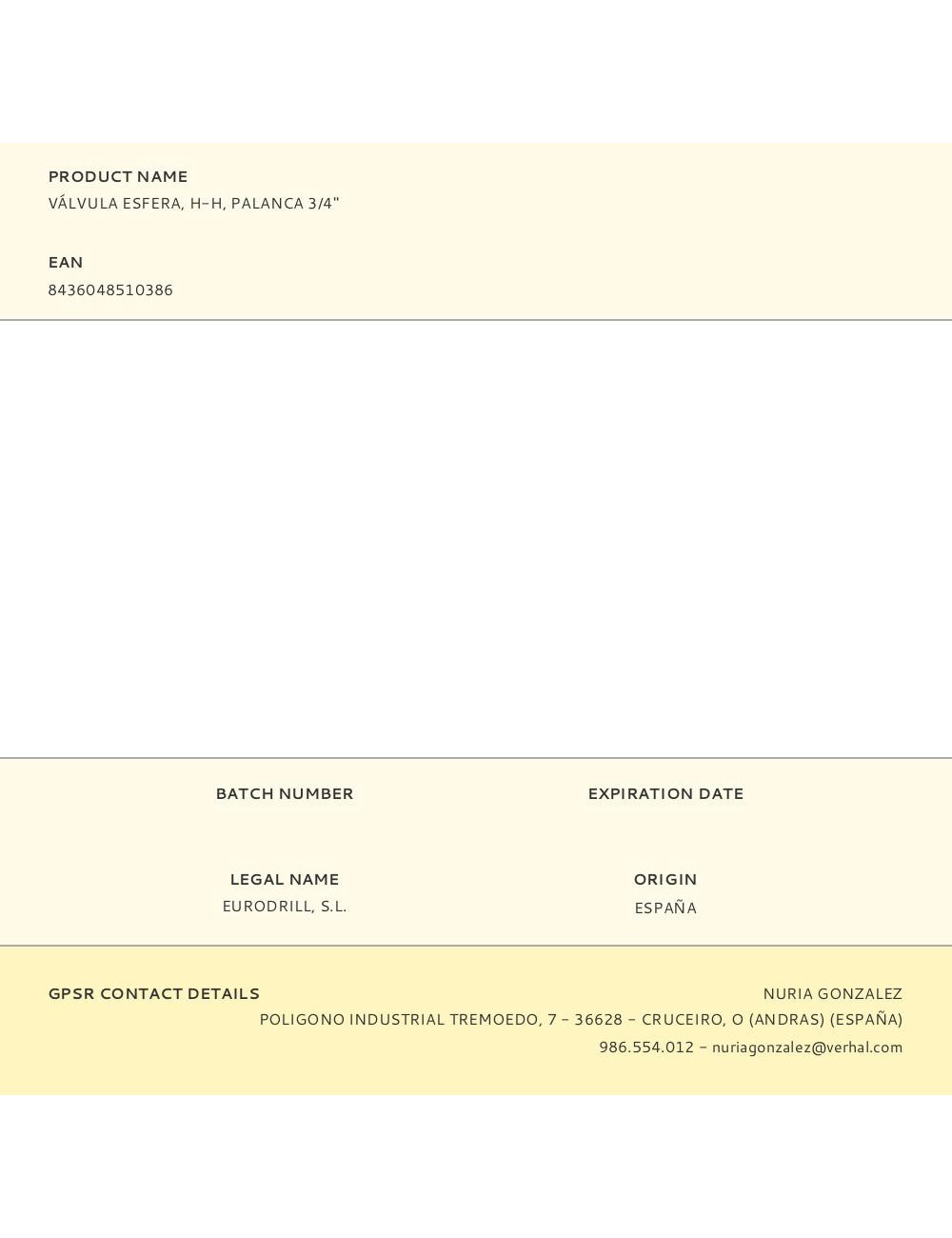 Válvula esfera, h-h, palanca 3/4"