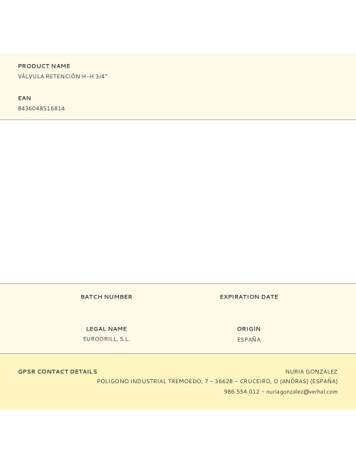 Válvula retención h-h 3/4"