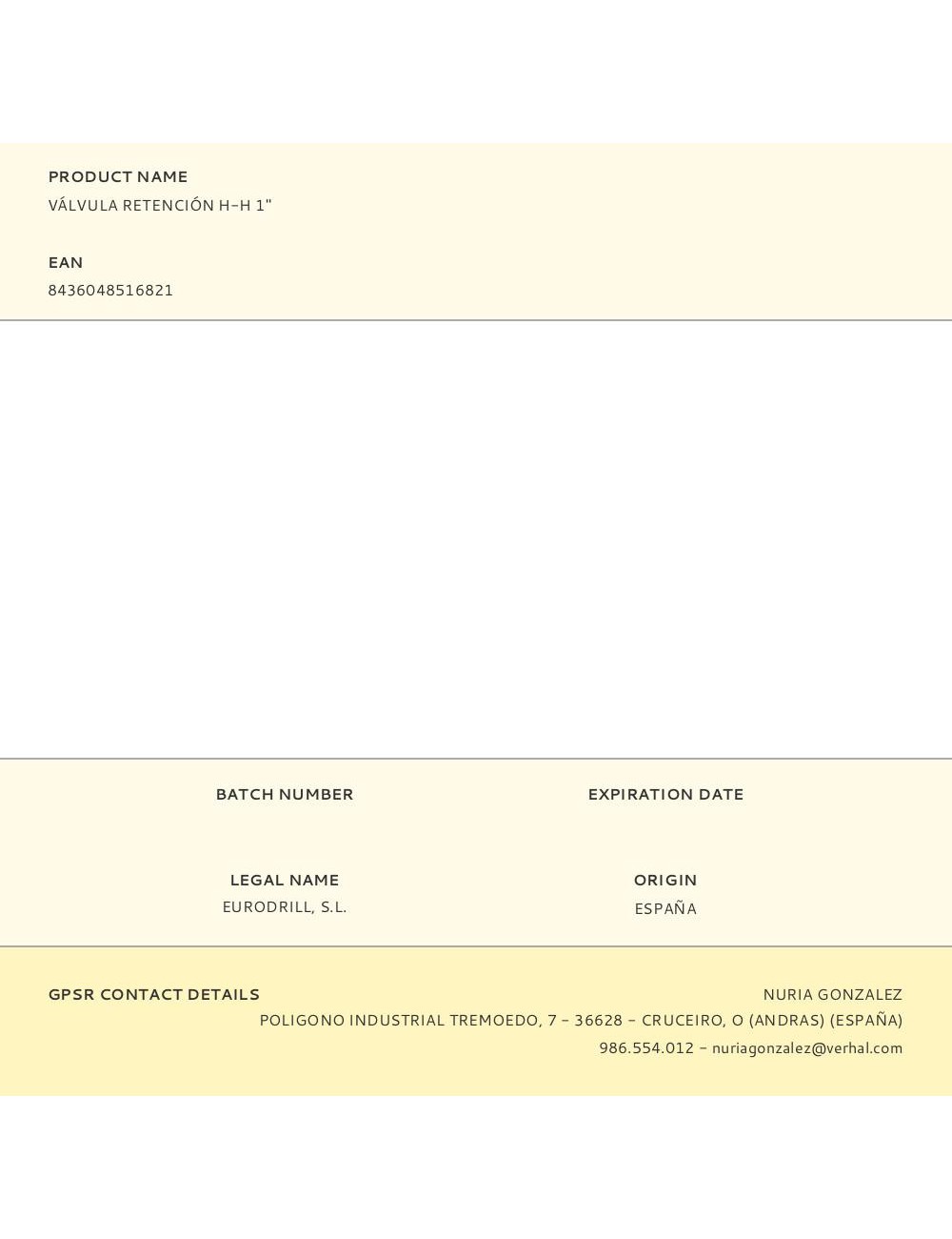 Válvula retención h-h 1"