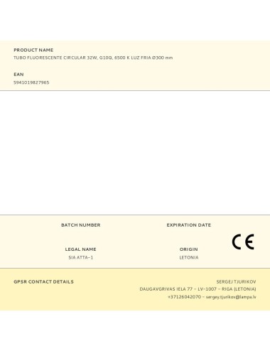 Tubo fluorescente circular 32w, g10q, 6500 k luz fria ø300 mm