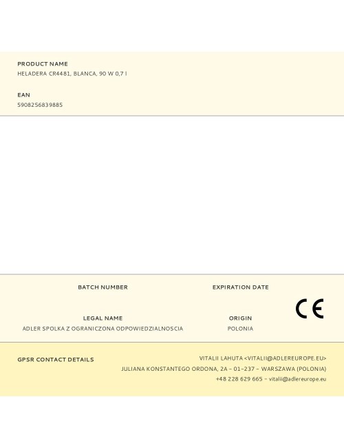 Heladera cr4481, blanca, 90 w 0,7 l