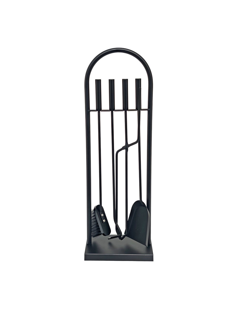 Juego de chimenea de 4 piezas con soporte, color negro, 23 x 68 cm