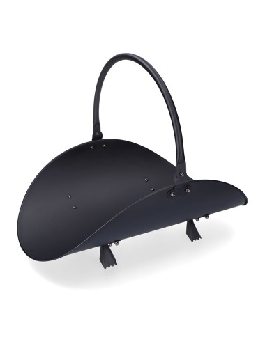 Cesta metálica para leña, color negro, 48 x 35 x 38 cm