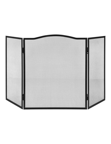 Pantalla chimenea plegable, color negro, 101 x 61 cm