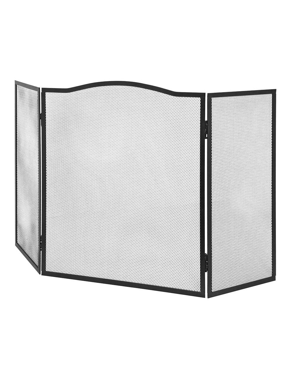 Pantalla chimenea plegable, color negro, 101 x 61 cm