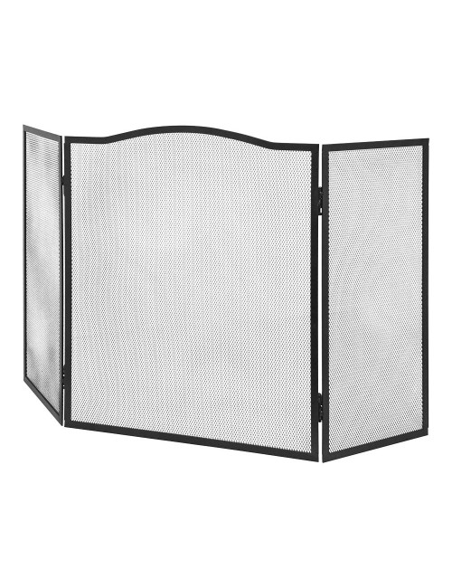 Pantalla chimenea plegable, color negro, 101 x 61 cm