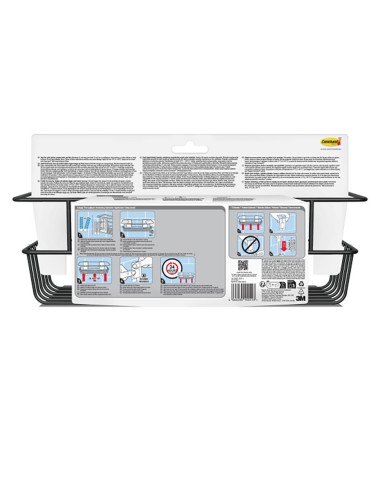Cesto de baño, negro mate, 32,5 x 9,5 x10 cm, 1 ud + 4 tiras, máx 3 kg
