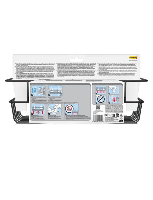 Cesto de baño, negro mate, 32,5 x 9,5 x10 cm, 1 ud + 4 tiras, máx 3 kg