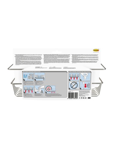 Cesto de baño, níquel satinado, 32,5 x 9,5 x10 cm, 1 uds + 4 tiras, máx 3 kg