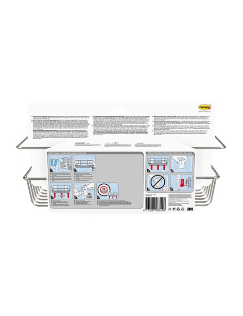 Cesto de baño, níquel satinado, 32,5 x 9,5 x10 cm, 1 uds + 4 tiras, máx 3 kg