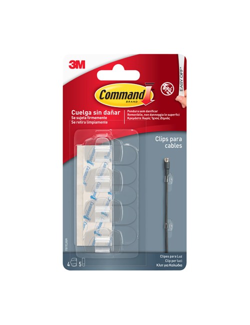 Clips redondos para cables, tranparentes, 19 x 32 x 13 mm, 4 uds + 5 tiras, 17017clr