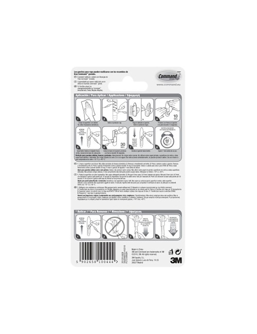 Gancho metálico, grande, níquel pulido, 1 ud + 2 tiras, máx 2,2 kg