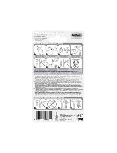 Gancho metálico, pequeño, níquel pulido, 1 ud + 2 tiras, máx 450 gr