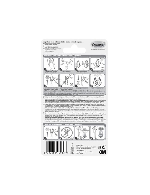 Gancho metálico, pequeño, níquel pulido, 1 ud + 2 tiras, máx 450 gr