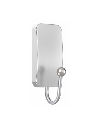 Gancho metálico, pequeño, níquel satinado, 25 x 66 x 25 mm, 1 ud + 2 tiras, máx 450 g