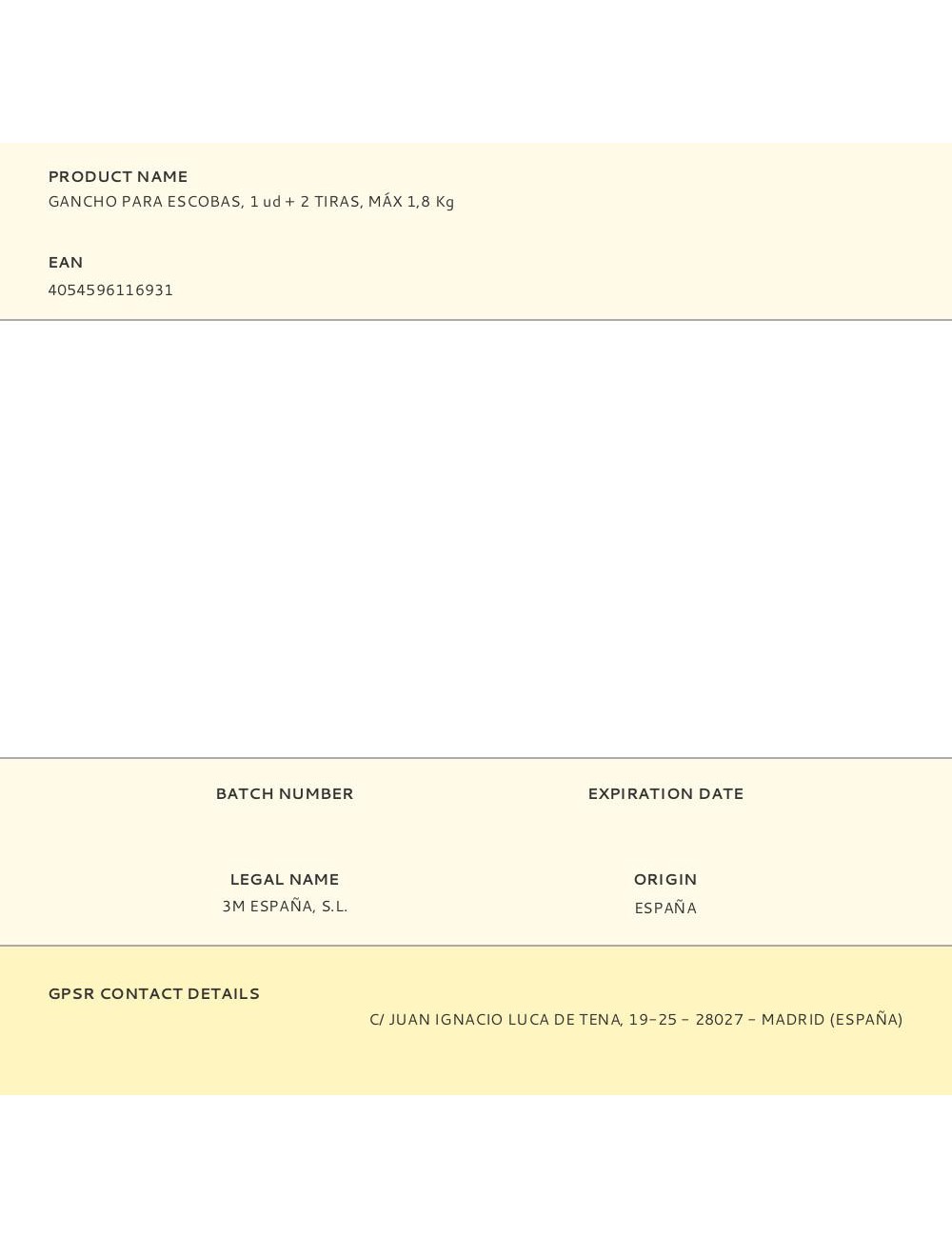 Gancho para escobas, 1 ud + 2 tiras, máx 1,8 kg