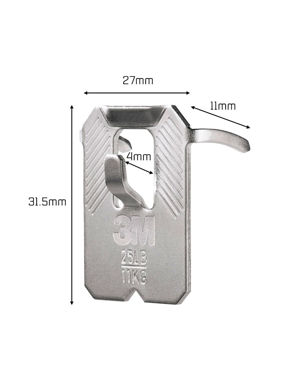 Gancho para paredes de yeso, 11 kg, 27 x 31,5 x 4 mm, 2 uds