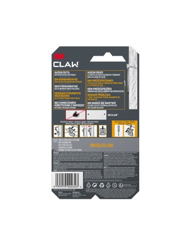 Gancho para paredes de yeso, 20 kg, 28 x 41 x 4 mm, 2 uds